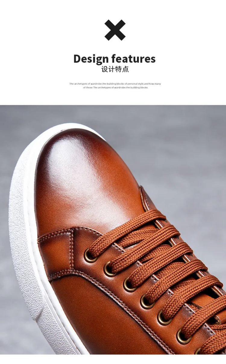 Plus Size 49 Trendy Men Leather Casual Shoes Soft Outdoor Sneakers Comfortable Lightweight Flat Shoes Classic Social Board Shoes