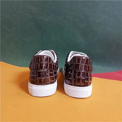Men's High Quality Flats Cow Leather Sneakers Flat Round Toe Laces Black Daily Board Casual Shoes Luxury Business Footwear