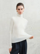 FSLE【Premium Series】German Biella Wool Autumn Super Fine Washable Seamless One-Piece Mock Neck Thermal Base Layer Shirt Women PlatiNum