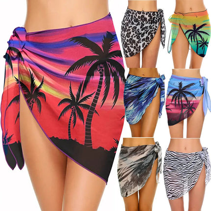 Costumi da bagno da donna sarong corti copricostume da spiaggia Bikini avvolgente gonna corta trasparente sciarpa in Chiffon coprispalle per costumi da bagno platinumshop