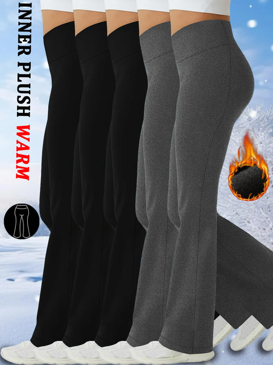 5 Pack High Waisted Fleece lining Flare Leggings for Women - Super Soft Pants with Tummy Control, Perfect for Yoga Practice