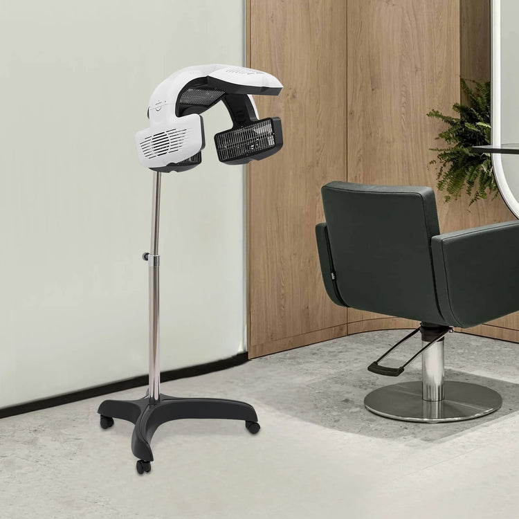 Professional Salon Hair Dryer for Perms (1500W), Freestanding Quartz Heating Styling Hood with LCD Display & Adjustable Height, Rolling Stand Perm Machine for Spa & Home Use