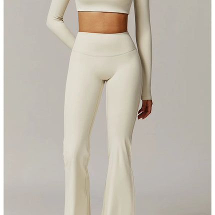 High Waist Wide Leg Pants Leggings Women Tights Fitness Bell-bottoms Yoga Elastic Leggings Push Up Gym Workout Flared Pants PlatiNum