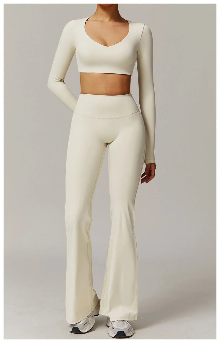 High Waist Wide Leg Pants Leggings Women Tights Fitness Bell-bottoms Yoga Elastic Leggings Push Up Gym Workout Flared Pants PlatiNum