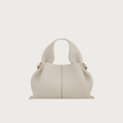 Mini borsa a mano in pelle martellata, manico con fibbia e chiusura metallica, tracolla rimovibile per uso quotidiano