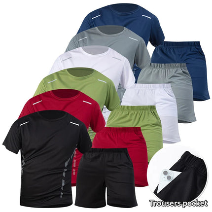Tuta sportiva da uomo ad asciugatura rapida 1/2/4 pezzi T-shirt casual traspirante a maniche corte Tasca Pantaloncini versatili per adolescenti da indossare platinumshop