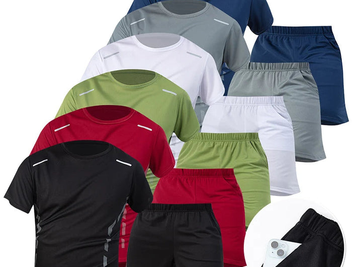 Tuta sportiva da uomo ad asciugatura rapida 1/2/4 pezzi T-shirt casual traspirante a maniche corte Tasca Pantaloncini versatili per adolescenti da indossare platinumshop