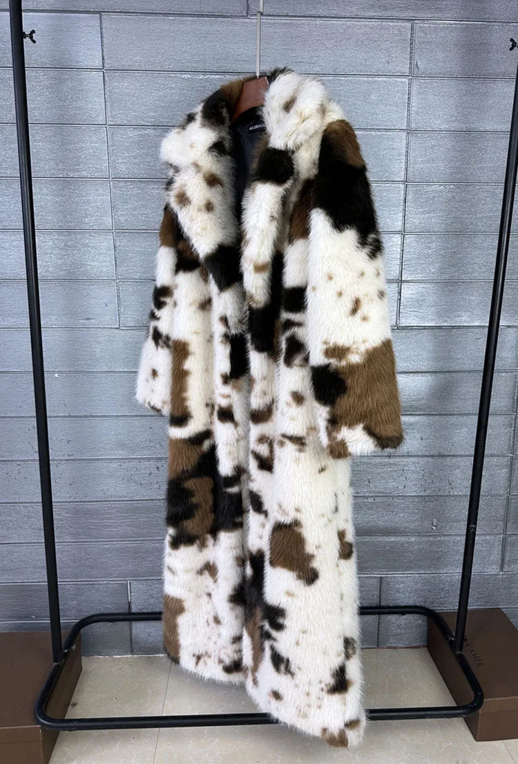 ZADORIN 130cm Long Fluffy Woman Leopard Faux Fur Coat Y2K Clothes Luxury Warm Faux Fur Jackets Winter Coats For Woman Outerwears
