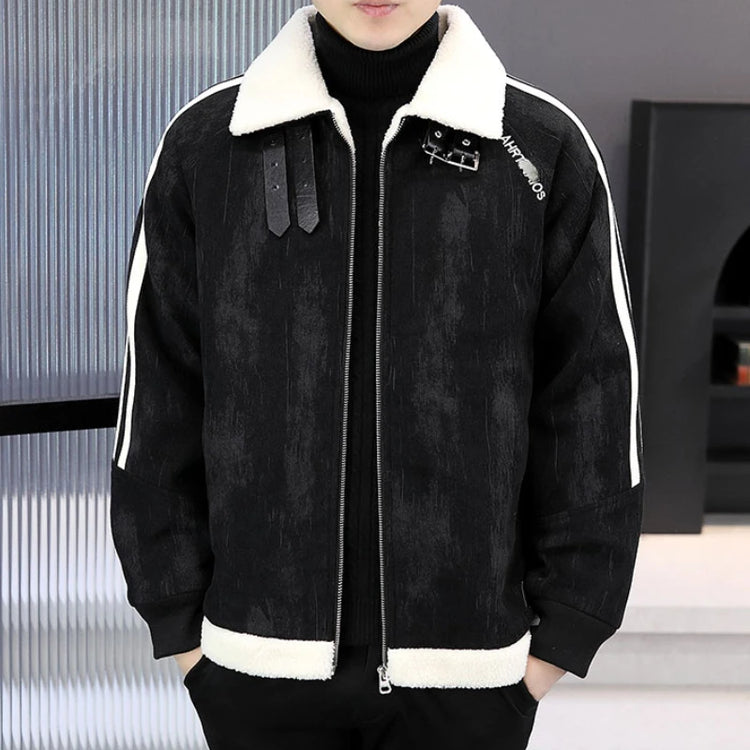 2024 Winter Woolen Motorcycle Jacket Men Thickened Velvet Casual Business Wool Blends Coat Hip Hop Social Streetwear Overcoat