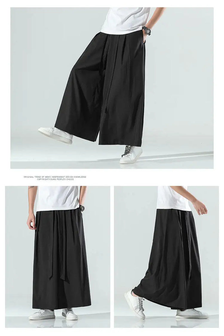 Abbigliamento da uomo in stile cinese estate sottile seta di ghiaccio pantaloni larghi Casual da uom
