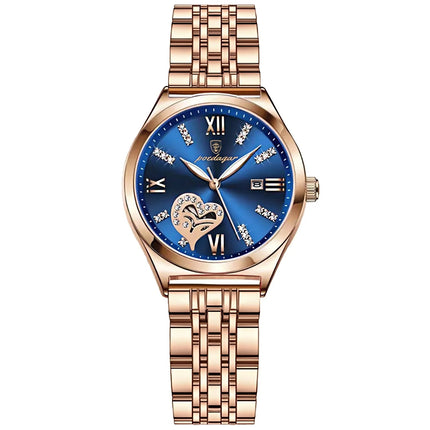 POEDAGAR Orologi di lusso da donna Orologio da donna impermeabile con data luminosa in acciaio inossidabile Orologio da polso da donna al quarzo alla moda elegante platinumshop