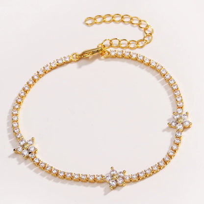 Moda estiva Blu Verde Rosso Fiore bianco Cubic Zirconia Fascino di cristallo CZ Collana a catena da tennis per donne Eleganti gioielli da festa