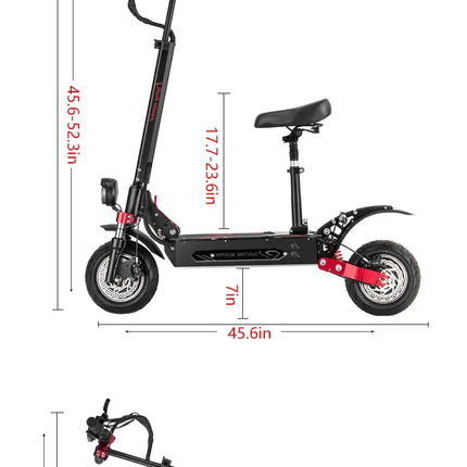 Monopattino elettrico fuoristrada BOYUEDA Q7Pro con motore da 1600W, batteria da 52V 19AH, pneumatici da 10 pollici, pieghevole, con sedile rimovibile