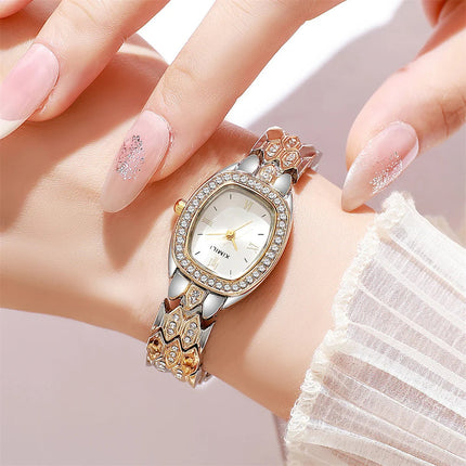 Orologio al quarzo moda donna placcato oro di lusso Semplice cinturino con fibbia di qualità per orologio da lavoro in acciaio inossidabile a forma di botte di Roma platinumshop