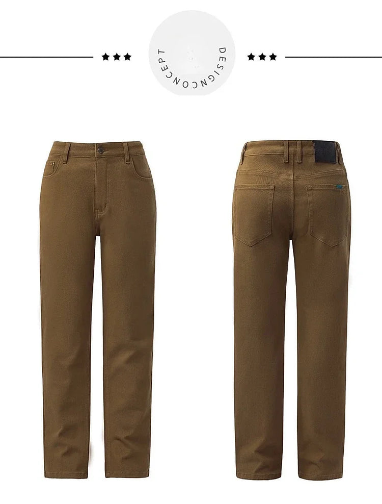 Men Straight Fit Jeans Autumn Elastic Soft Comfortable Solid Color Denim Pants Classic Fashion Casual Long Trousers Daily Wear