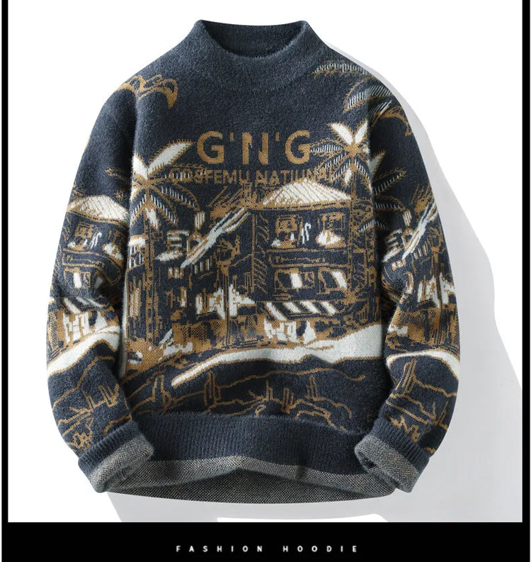 Men Knitted Sweater Stripe Pullovers Printing Round Neck Sweater Autumn/Winter Designer Quality Casual Men Clothing Jumper