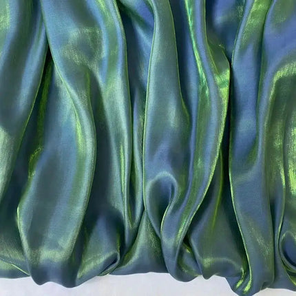Tessuto di raso setoso in cristallo di vetro, tessuto iridescente glitterato, materiale per abiti lucidi, tessuto per indumenti lucido