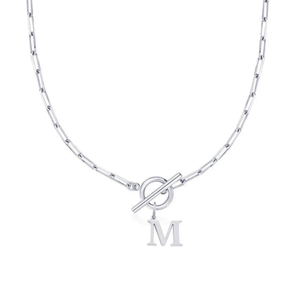 Women stainless steel Initial necklace A-Z Letter charms pendant Choker Women silvery Chain Ot Deduction Necklace For Women 2025 PlatiNum