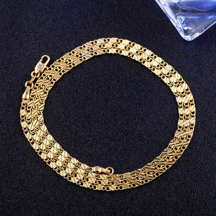 Fashion 18k Gold Necklace 2MM 16/18/20/22/24/26/28/30 Inch Side Chain Necklace For Women Men Jewelry 925 Silver Necklace PlatiNum