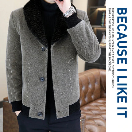 Casual Winter Men's Slim White Duck Down Jackets Warm Short Fur Collar Puffer Woolen Coat Outwear Thicken Windproof Top Clothing
