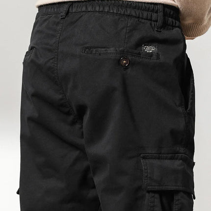 2024 New Winter Cargo Pants Men Multi-Pockets Drawstring Fleece Liner Thick Warm Overalls Joggers Casual Cotton Thermal Trousers