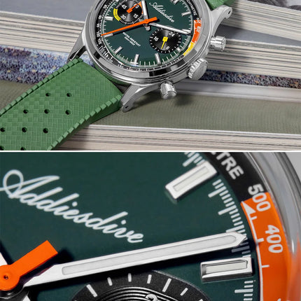 ADDIESDIVE New Men Watch 38mm VK64 Chronograph Fluororubber Luxury Domed Glass BGW9 Luminous 100m Waterproof Quartz Wristwatch