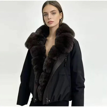 ZADORIN 2026 Detachable Faux Fur Collar Short Parka Winter Jackets Women Elegant Loose Cotton Padded Outerwear Warm Women Coats