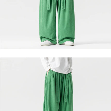 Pantaloni di velluto a coste da uomo 2025Autunno Inverno Caldo Casual Pantaloni comodi Stili giapponesi Harun Pantaloni da uomo oversize a gamba larga in tinta unita
