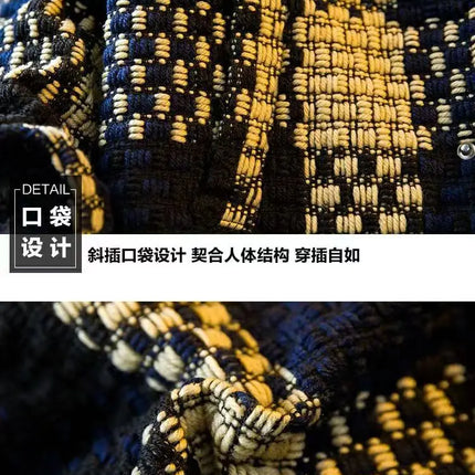 Autumn Winter New Men's Cardigan Single-Breasted Fashion Knit Sweater Stitching Colorblock O Collar Coats Swearter Jackets