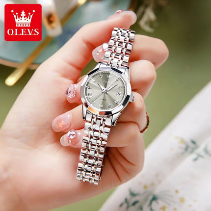 OLEVS 9931 Elegante Orologio da Donna di Lusso, Marca Originale, Movimento al Quarzo, Impermeabile, in Acciaio Inossidabile, Luminoso con Data platinumshop