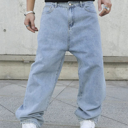 Spring Autumn Men Baggy Jeans Oversize Straight Loose Casual Denim Trousers Solid Color Streetwear Fashion Y2k Wide Leg Pants PlatiNum