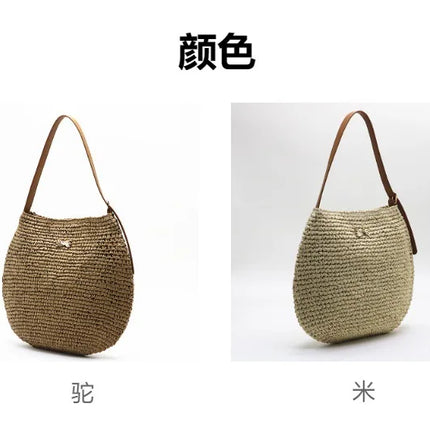 Borsa a Spalla da Donna Estiva in Paglia Intrecciata, Borsa Grande Capacità Artigianale in Rattan, Borsa Tote di Lusso Designer da Spiaggia
