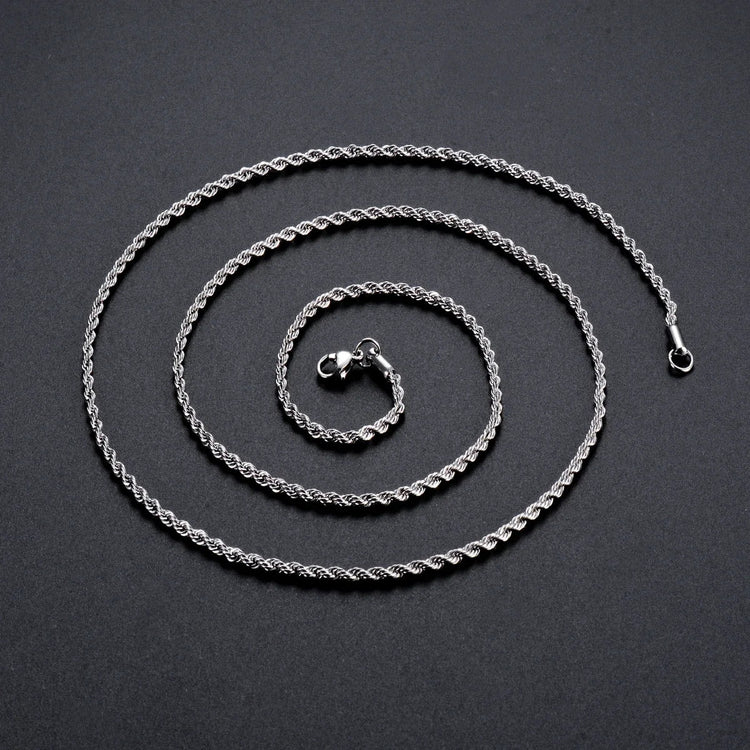 1 piece 925 sterling silver Width 2mm/3mm/4mm Rope Chain Necklace/Bracelet For Men Women Man Fashion Chain Necklace PlatiNum