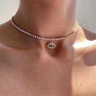 LXY-W Boho Fashion Gold-plate Simple Crystal Chain Eye Pendant Necklace For Women Vintage Female Choker Jewelry Gift Wholesale PlatiNum