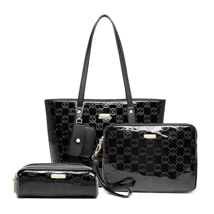 Miss Lulu WOMEN'S Handbag Set, Medium Shopper bag, 3-Piece Set Shoulder Bags FOR WOMEN'S, Elegant Handbag PlatiNum