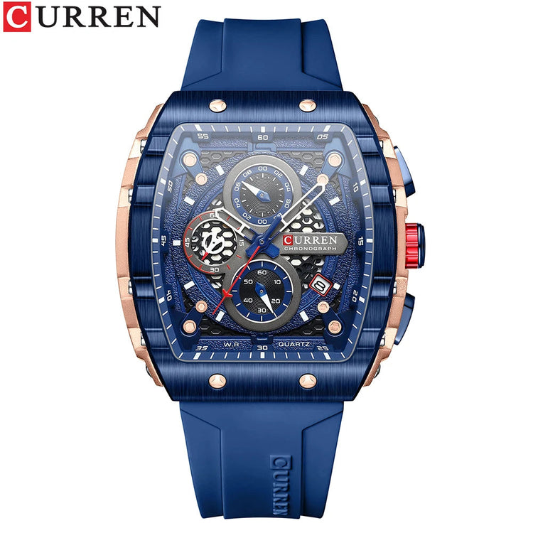 CURREN Orologio da uomo alla moda, marchio unico, design quadrato, lusso, nastro sportivo al quarzo, orologi da uomo impermeabili platinumshop