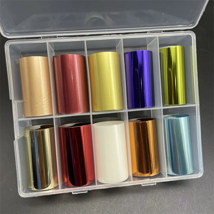 10 Patterns New Metal Nail Foils for Transfer Paper Stickers Floral Chameleon Nails Wraps DIY Water Marble Nail Art Decorations
