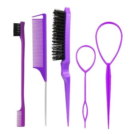 3-10pcs Hair Styling Comb Set Teasing Hair Brush Triple Teasing Comb Rat Tail Combs Edge Brush Hair Tail Tools Braid Tool Loop 2028