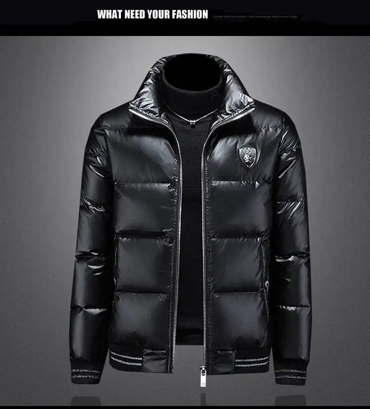 Autumn Winter New Men's Trendy American Style High Street Down Jacket Elegant Casual Stand Collar Padded Coat Mens Clothing