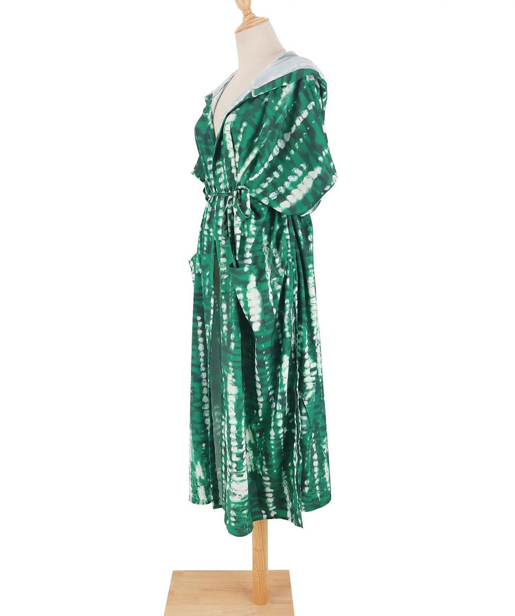 Costume da bagno donna copricostume lungo Kimono da spiaggia orlo curvo allentato aperto davanti Tie Dye abbigliamento da spiaggia platinumshop
