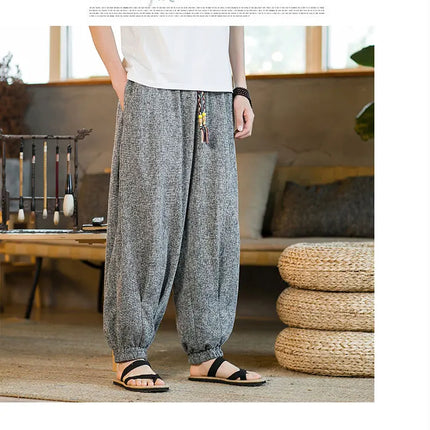 Pantaloni da jogging in seta di ghiaccio da uomo pantaloni casual stile Harajuku cinese da uomo pantaloni sportivi Harlem allentati ricamati streetwear 5XL
