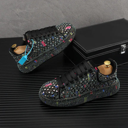 Hot Sale Rhinestone Canvas Shoes Mens Casual Skate Shoes Fashion Street Hip Hop Canvas Sneakers Men Platform Vulcanized Shoes