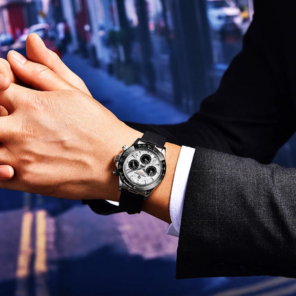 PAGANI DESIGN Nuovo Orologio da Polso al Quarzo da Uomo con Quadrante in Meteorite, Vetro Zaffiro, Cronografo, Impermeabile 100m, in Acciaio Inossidabile