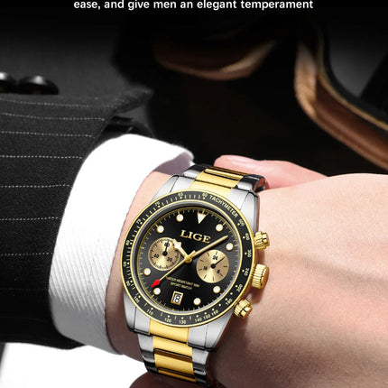 LIGE Nuovi orologi da uomo Orologi da polso al quarzo da uomo di lusso delle migliori marche Cronografo sportivo impermeabile e luminoso Relogio Masculino+BOX platinumshop