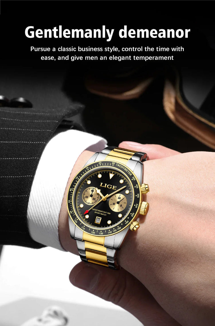 LIGE Nuovi orologi da uomo Orologi da polso al quarzo da uomo di lusso delle migliori marche Cronografo sportivo impermeabile e luminoso Relogio Masculino+BOX platinumshop