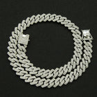 Fashion Men Cuban Link Iced Out Necklace 14MM width Rhinestones Chain Rapper CZ Cuban Chain Necklace Hip Hop Birthday Jewelry PlatiNum