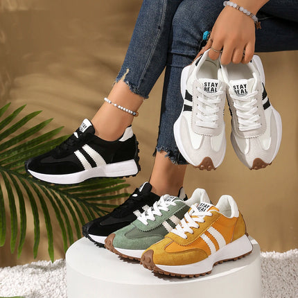 Fashionable New Style Elegant Lace Up Casual Shoes Women Spring/Autumn Round Toe Thick Sole Anti Slip Comfortable Sports Shoes