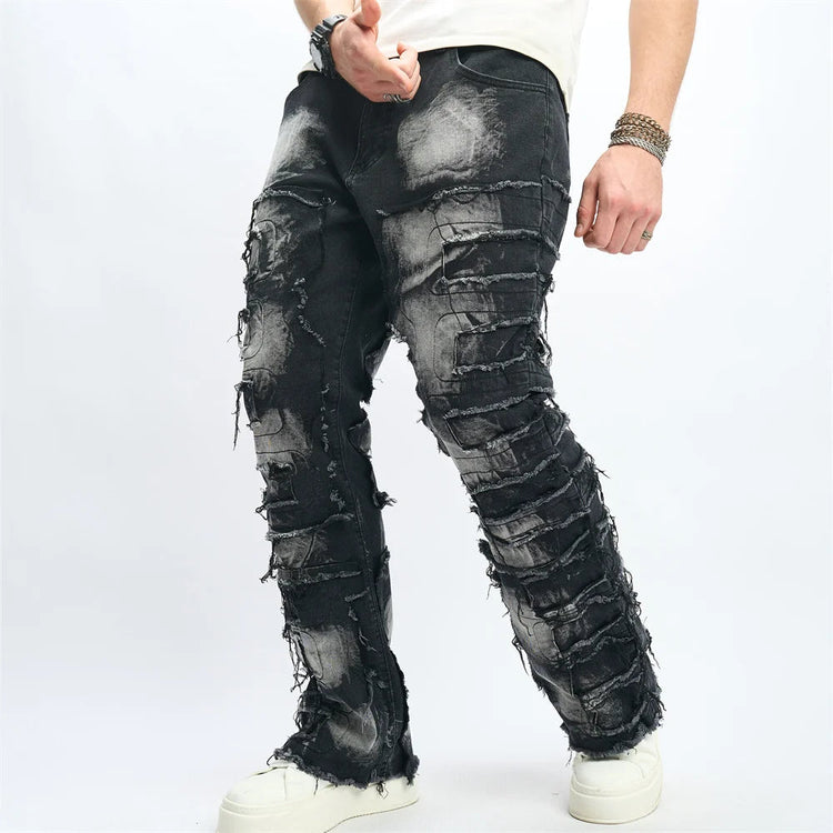 Denim Pants Men Ripped Distressed Washed Fashion Designer Male Denim Trousers Street Style Men's Slim Biker Jeans PlatiNum
