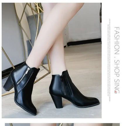 2024 new autumn ladies boot Coarse heeled outdoor nonslip shoe Retro Zipper Fashion Boots Comfort casual women's shoes Botas