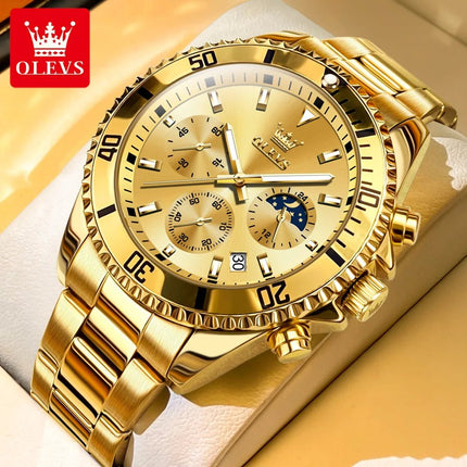 OLEVS Men's Classic Watches with Date Waterproof Luminous Luxury Big Dial Men's Wrist Dress Stainless Steel Men Watch